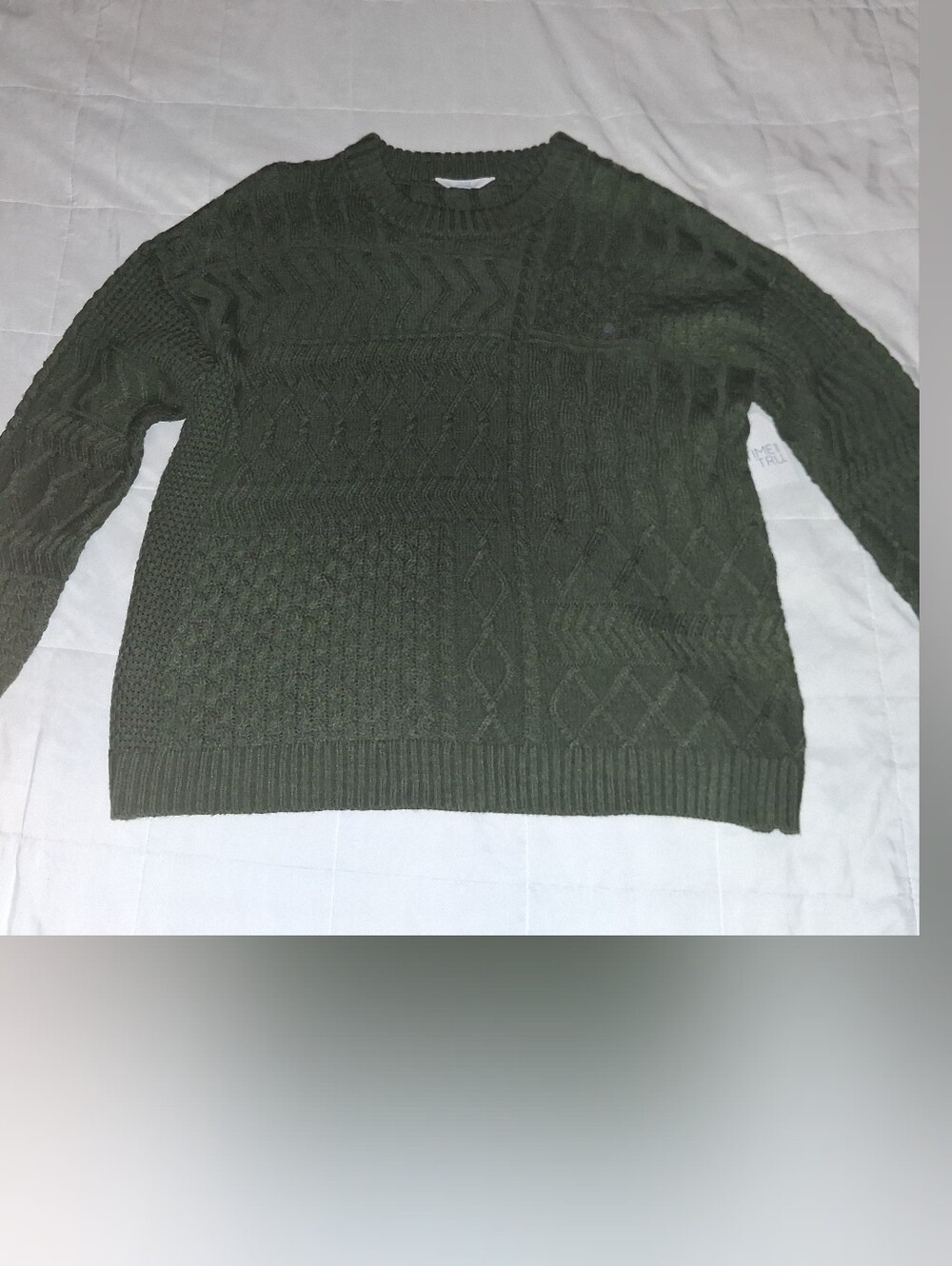 Time And Tru Mixed Stitch Sweater - Sea Turtle Green - XL (16-18)